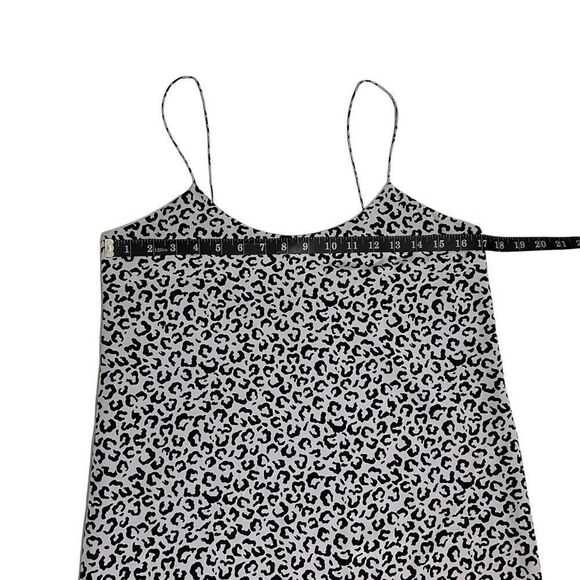 TIBI Gray & Lavender & Black Leopard Print Small Spaghetti Strap Silk Mini Dress - Picture 11 of 12